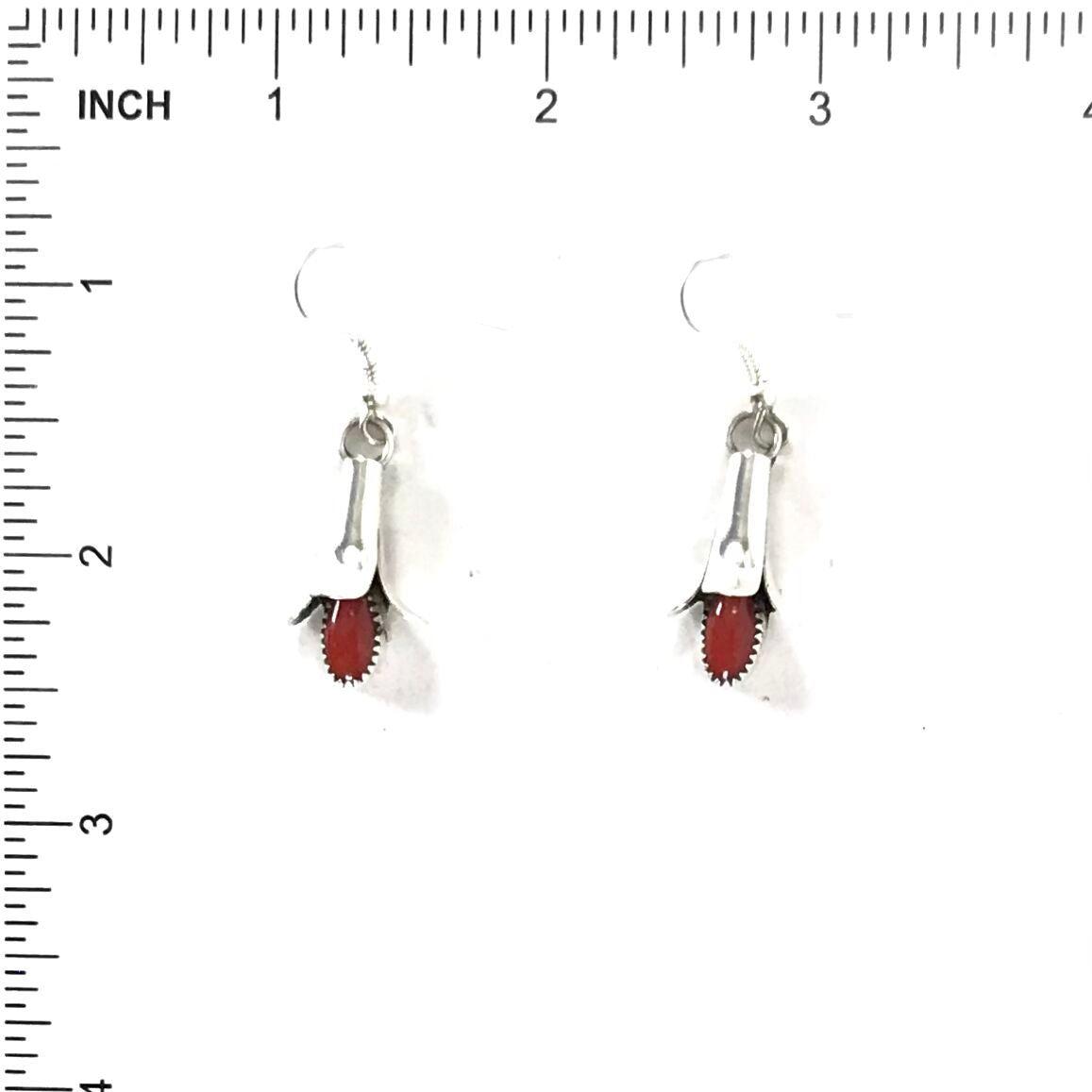 Doris Smallcanyon Coral Squash blossom Earring-Indian Pueblo Store