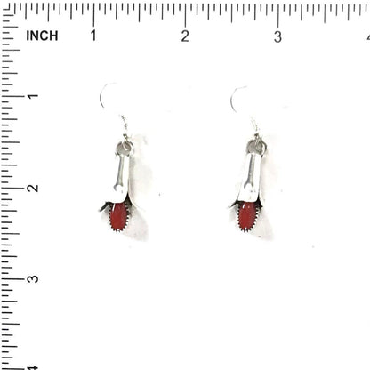 Doris Smallcanyon Coral Squash blossom Earring-Indian Pueblo Store