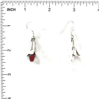Doris Smallcanyon Coral Squash blossom Earring-Indian Pueblo Store