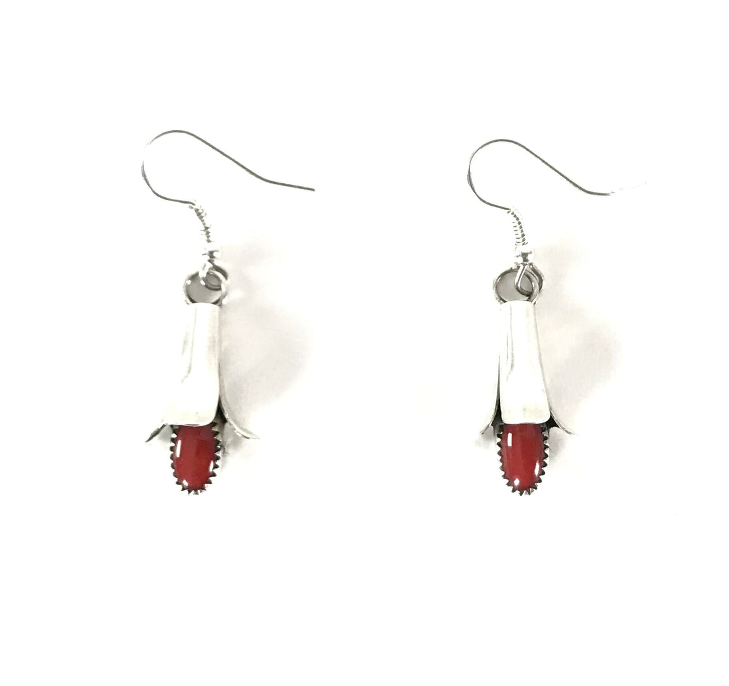 Doris Smallcanyon Coral Squash blossom Earring-Indian Pueblo Store