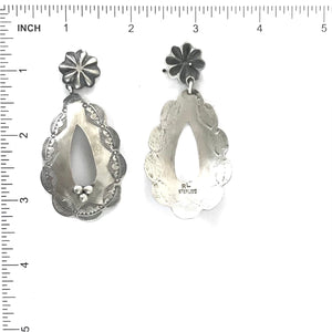 Rita Lee Repousse Dangle Post Earrings-Indian Pueblo Store