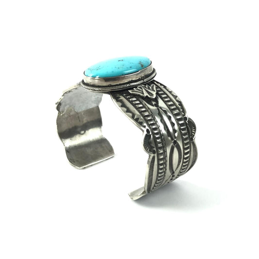 Leonard Maloney Kingman Turquoise Bracelet-Indian Pueblo Store