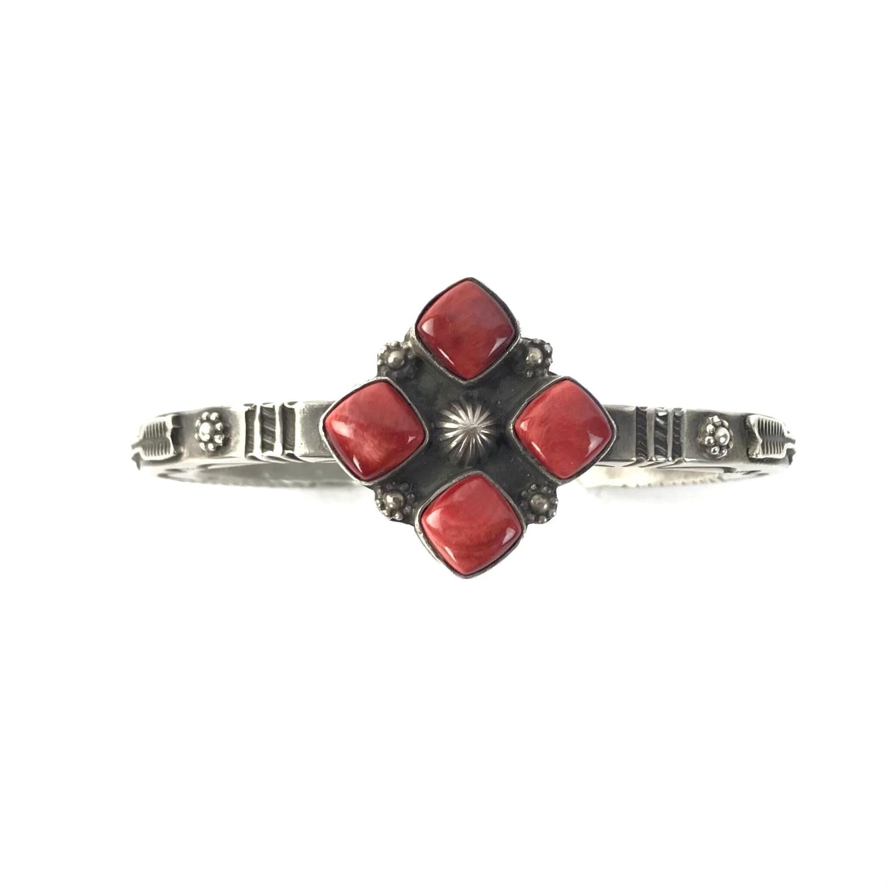 Ronald Tom Red Spiny Oyster Shell Bracelet-Indian Pueblo Store
