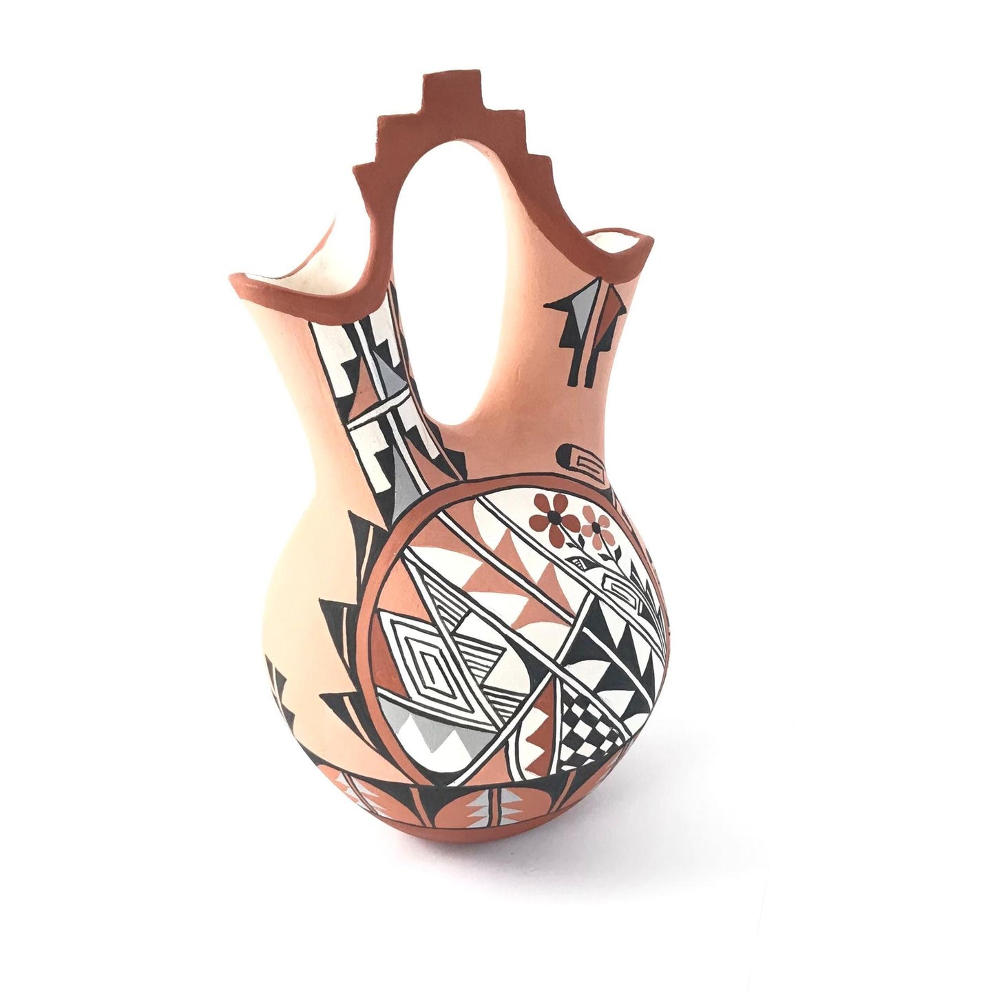 Carol Lucero Gachupin Kiva Steps Wedding Vase-Indian Pueblo Store