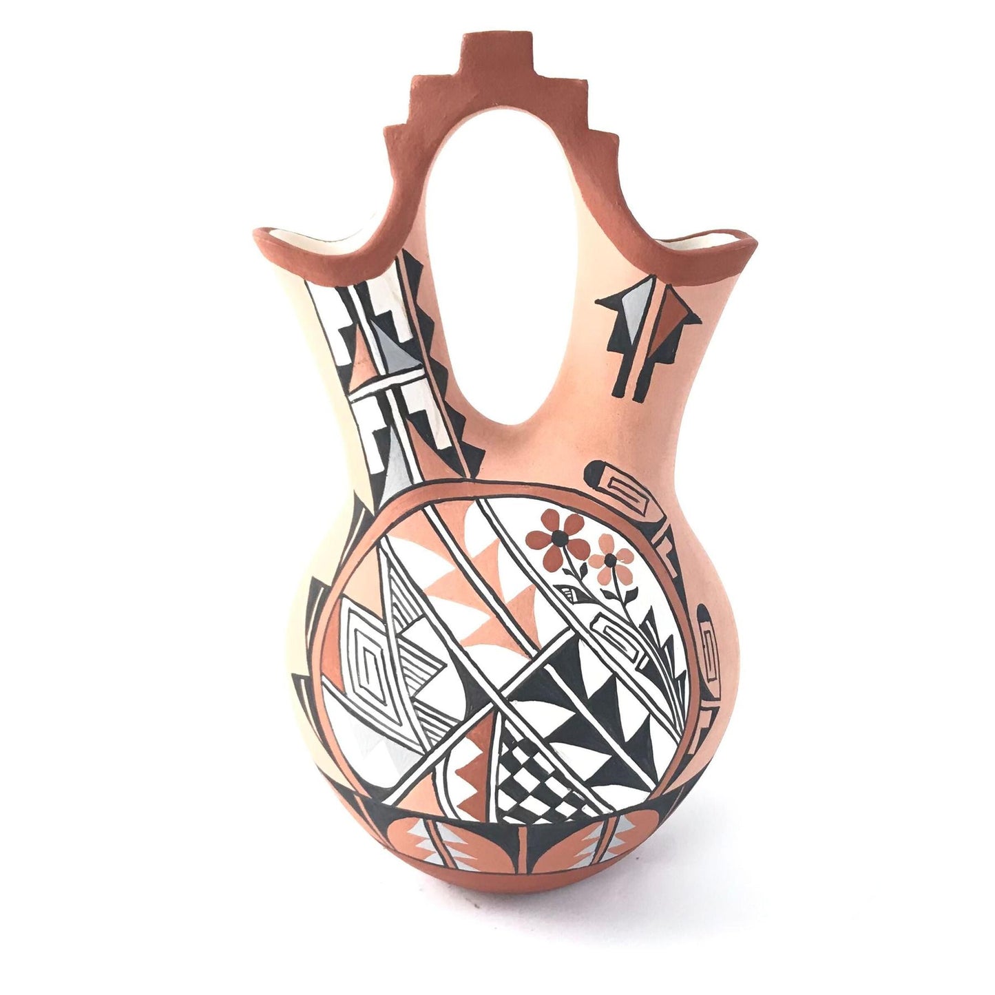 Carol Lucero Gachupin Kiva Steps Wedding Vase-Indian Pueblo Store