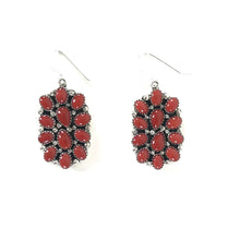Load image into Gallery viewer, Coral Petit Point Cluster Earrings-Indian Pueblo Store
