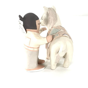 Stella Teller 2Pc Male and Horse Storyteller Figurine-Indian Pueblo Store