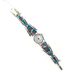 Charleston Willie Turquoise and Purple Spiny Oyster Inlay Watch-Indian Pueblo Store