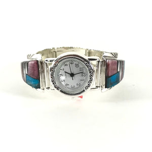 Charleston Willie Turquoise and Purple Spiny Oyster Inlay Watch-Indian Pueblo Store