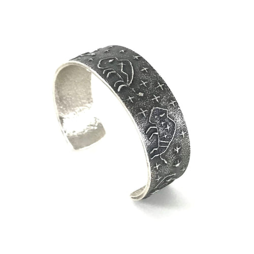 Antone Honanie Buffalo Design Tufa Cust Bracelet-Indian Pueblo Store