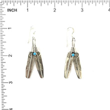 Load image into Gallery viewer, Charley Chester Sterling Silver and Turquoise Feather Earrings-Indian Pueblo Store
