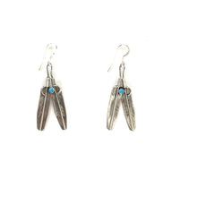 Load image into Gallery viewer, Charley Chester Sterling Silver and Turquoise Feather Earrings-Indian Pueblo Store
