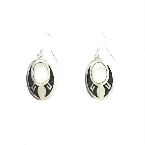 Stewart Dacaywma Hopi Overlay Dangle Earrings-Indian Pueblo Store