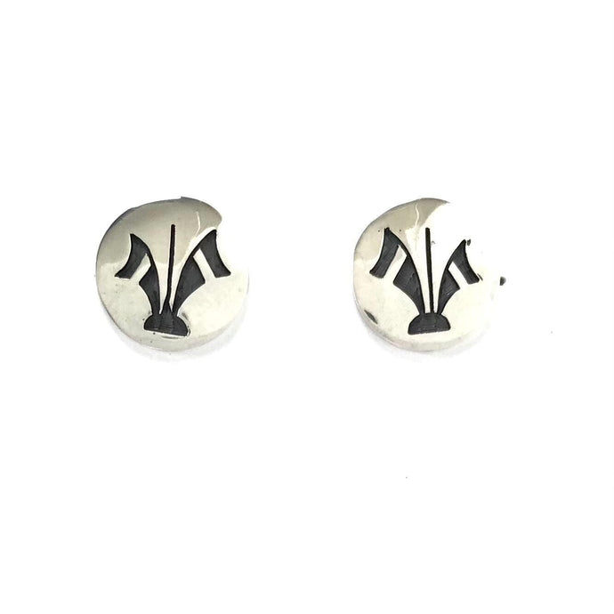 Stewart Dacaywma Hopi Overlay Post Earrings-Indian Pueblo Store