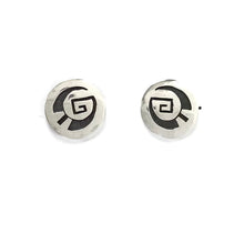 Load image into Gallery viewer, Stewart Dacaywma Hopi Overlay Post Earrings-Indian Pueblo Store

