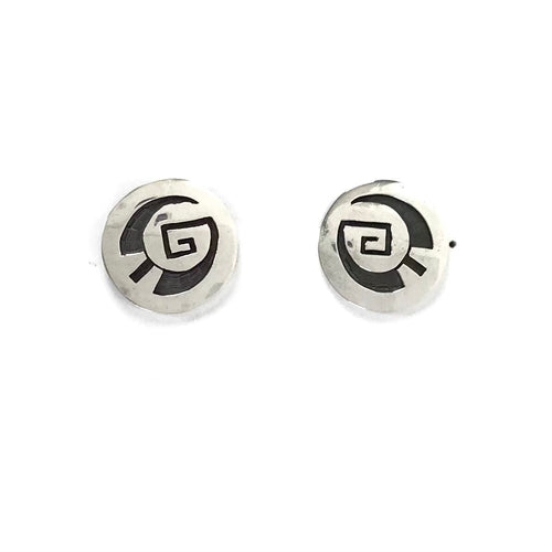 Stewart Dacaywma Hopi Overlay Post Earrings-Indian Pueblo Store