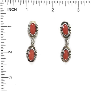 Nelson Morgan Apple Coral Dangle Earrings-Indian Pueblo Store