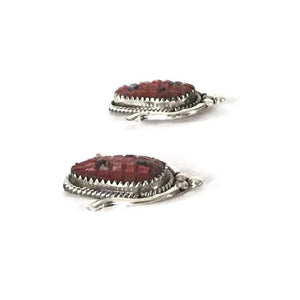 Tracey Bowekaty Red Spiny Oyster Shell Corn Earrings-Indian Pueblo Store