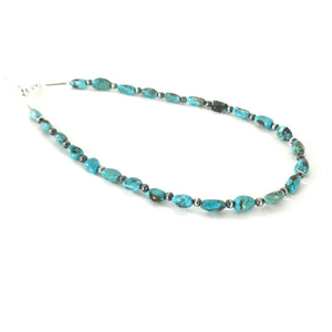 Melvin Masquat Kingman Turquoise and Sterling Silver Bead Necklace-Indian Pueblo Store