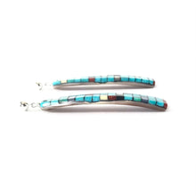 Load image into Gallery viewer, Percy and Charlotte Reano Turquoise Multi-Gemstone Mosaic Inlay Earrings-Indian Pueblo Store
