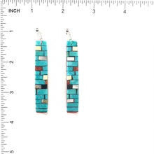 Load image into Gallery viewer, Percy and Charlotte Reano Turquoise Multi-Gemstone Mosaic Inlay Earrings-Indian Pueblo Store
