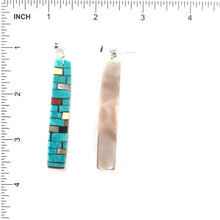 Load image into Gallery viewer, Percy and Charlotte Reano Turquoise Multi-Gemstone Mosaic Inlay Earrings-Indian Pueblo Store
