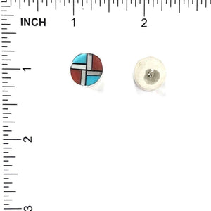 Tyrone Martinez Turquoise Multi-Gemstone Inlay Earring-Indian Pueblo Store