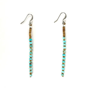 Joe and Marilyn Pacheco Turquoise Heishi Dangle Earrings-Indian Pueblo Store