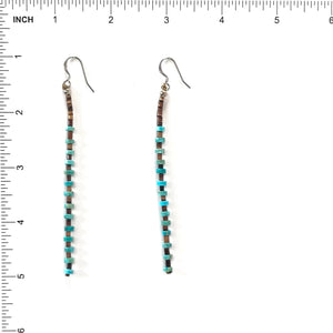 Joe and Marilyn Pacheco Turquoise Single Strand Heishi Earrings-Indian Pueblo Store