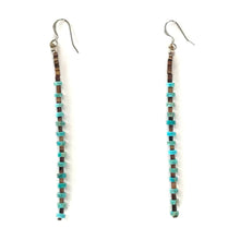 Load image into Gallery viewer, Joe and Marilyn Pacheco Turquoise Single Strand Heishi Earrings-Indian Pueblo Store
