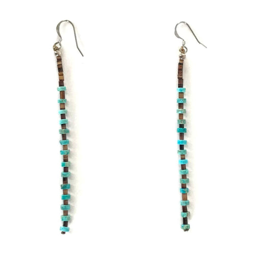 Joe and Marilyn Pacheco Turquoise Single Strand Heishi Earrings-Indian Pueblo Store