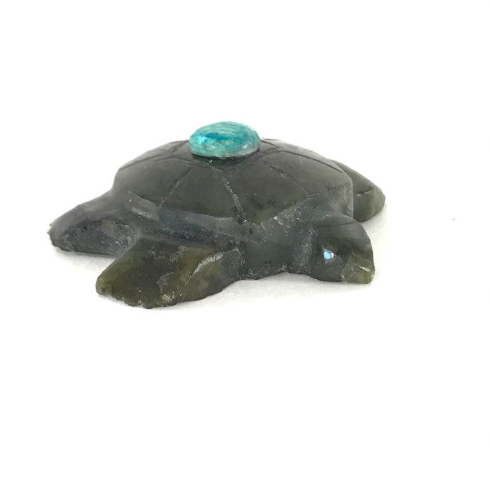 Kevin Quam Labradorite Turtle Fetish Carving-Indian Pueblo Store