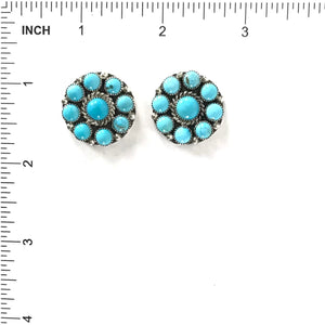 Turquoise Petit Point Cluster Earrings-Indian Pueblo Store