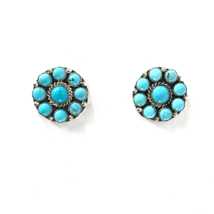 Turquoise Petit Point Cluster Earrings-Indian Pueblo Store