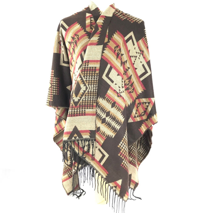 Native Design Hoodless Woven Poncho-Indian Pueblo Store