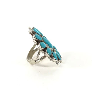 Lorraine Waatsa Turquoise Cluster Ring-Indian Pueblo Store