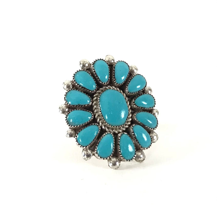 Lorraine Waatsa Turquoise Cluster Ring-Indian Pueblo Store