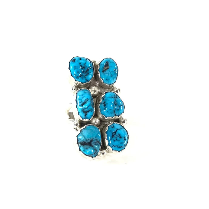 Pearlene Spencer Rectangular Turquoise Cluster Ring-Indian Pueblo Store