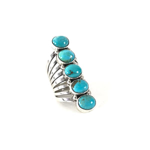 Thomas Yazzie Elongated Turquoise Ring-Indian Pueblo Store
