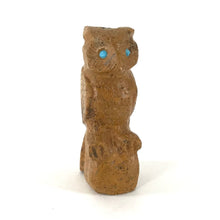 Load image into Gallery viewer, Michael Coby Travertine Owl Fetish Carving-Indian Pueblo Store
