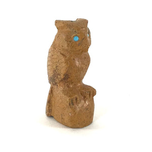 Michael Coby Travertine Owl Fetish Carving-Indian Pueblo Store