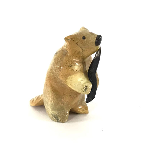 Enrike Leekya Travertine Beaver Fetish Carving-Indian Pueblo Store