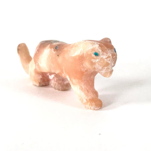 Cody Nastacio Pink Calcite Mountain Lion Fetish Carving-Indian Pueblo Store