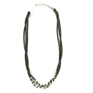 Nick Rosetta 3-Strand Serpentine and Sterling Silver Heishi Necklace-Indian Pueblo Store