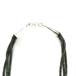 Nick Rosetta 3-Strand Serpentine and Sterling Silver Heishi Necklace-Indian Pueblo Store