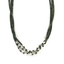 Load image into Gallery viewer, Nick Rosetta 3-Strand Serpentine and Sterling Silver Heishi Necklace-Indian Pueblo Store
