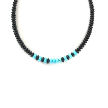 Load image into Gallery viewer, Kevin Ray Garcia Graduated Jet and Turquoise Bead Choker Necklace-Indian Pueblo Store
