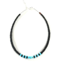 Load image into Gallery viewer, Kevin Ray Garcia Graduated Jet and Turquoise Bead Choker Necklace-Indian Pueblo Store
