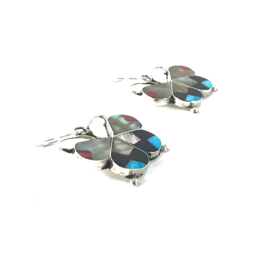 Justin Dishta Multi-gemstone Inlay Butterfly Earrings-Indian Pueblo Store