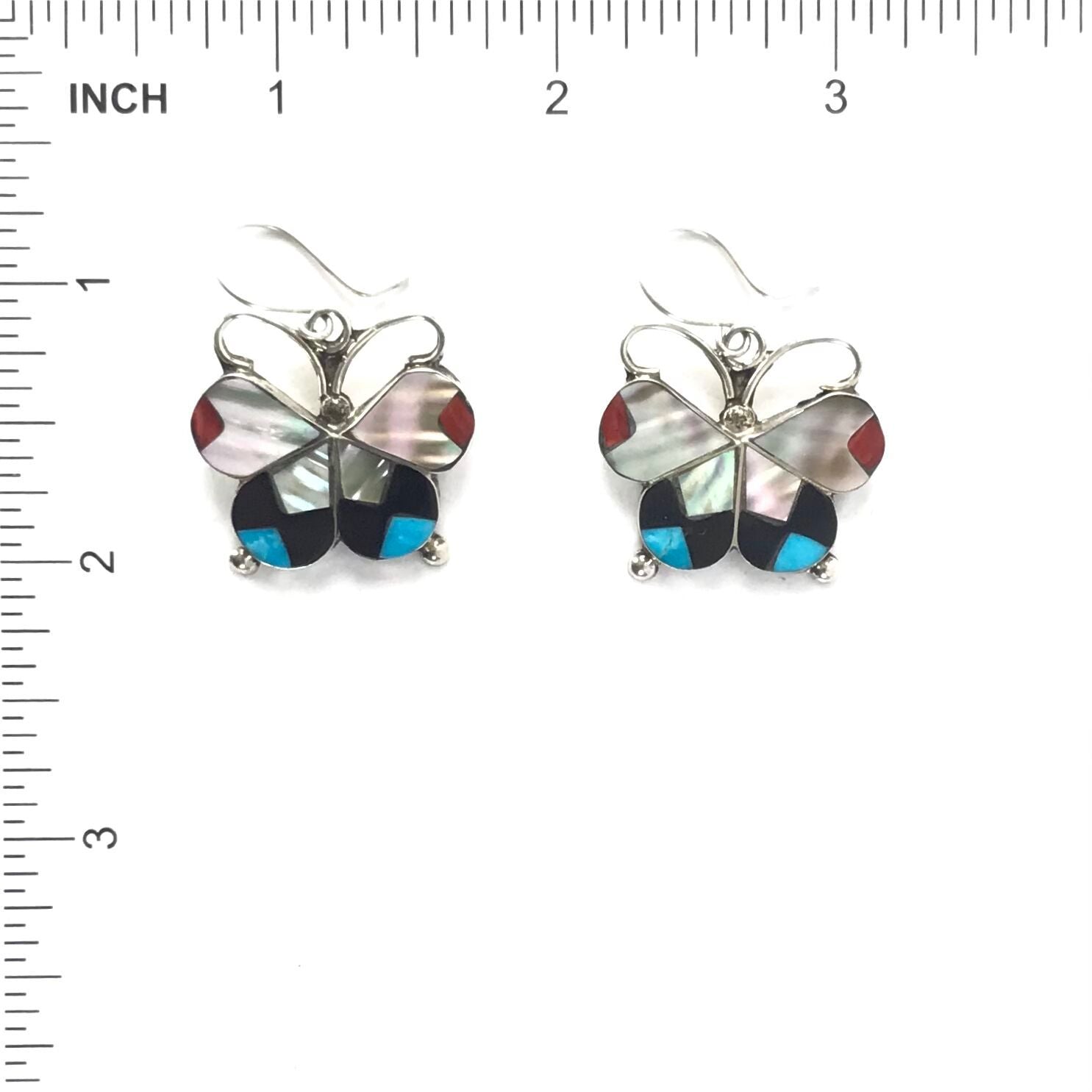 Justin Dishta Multi-gemstone Inlay Butterfly Earrings-Indian Pueblo Store